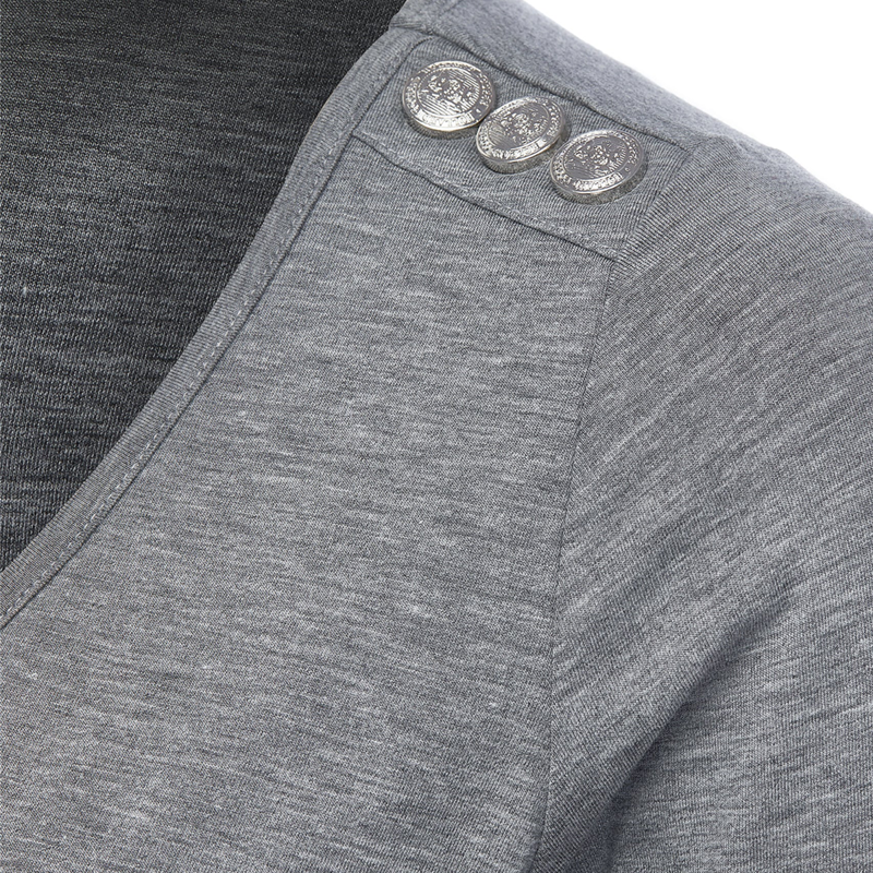 Holland Cooper Long Sleeve Vee Neck Tee - Grey Marl-5